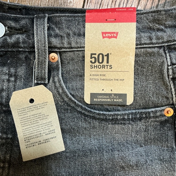 Levi’s 501 Original High Rise Cutoff Jean Shorts in Washed Black NWT Size 26 - Picture 4 of 9